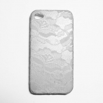 White Lace Over Silver Iphone 4 Case