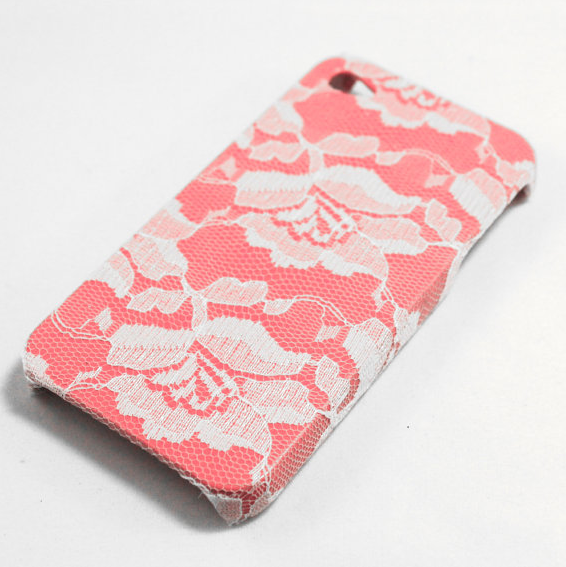 White Lace Over Pink Iphone 4 Case